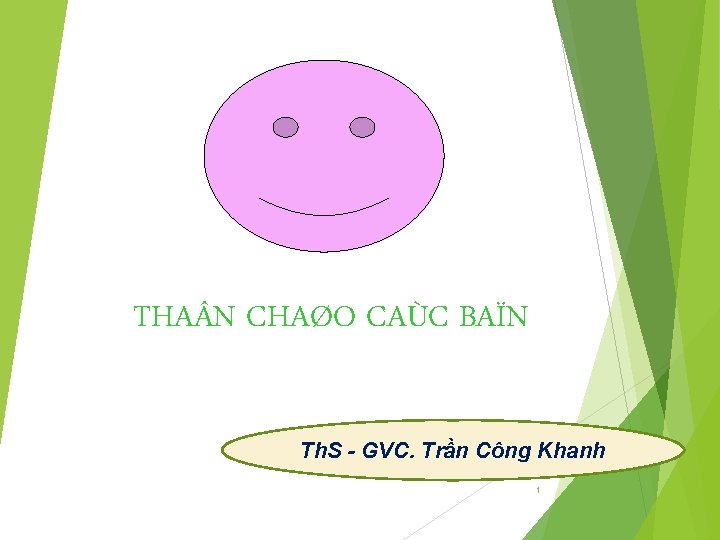 THA N CHAØO CAÙC BAÏN Th. S - GVC. Trần Công Khanh 1 