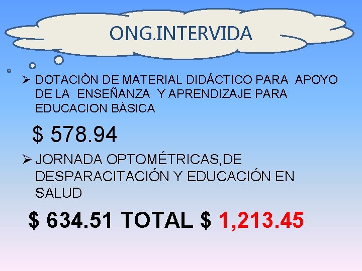 ONG. INTERVIDA Ø DOTACIÒN DE MATERIAL DIDÁCTICO PARA APOYO DE LA ENSEÑANZA Y APRENDIZAJE