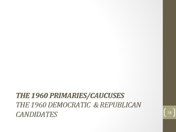 THE 1960 PRIMARIES/CAUCUSES THE 1960 DEMOCRATIC & REPUBLICAN CANDIDATES 34 