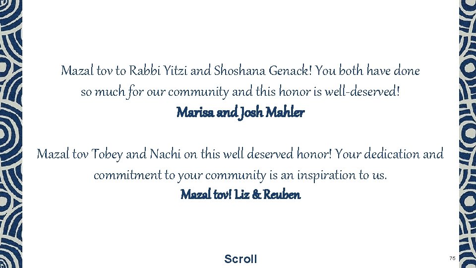 Mazal tov to Rabbi Yitzi and Shoshana Genack! You both have done so much