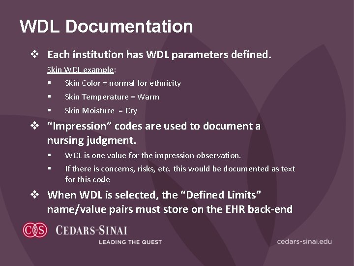 WDL Documentation v Each institution has WDL parameters defined. Skin WDL example: § §