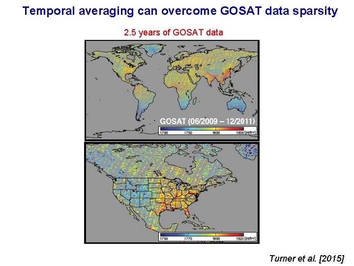 Temporal averaging can overcome GOSAT data sparsity 2. 5 years of GOSAT data Turner