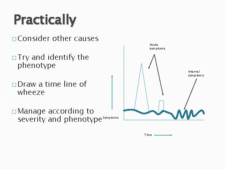 Practically � Consider other causes Acute symptoms � Try and identify the phenotype Interval