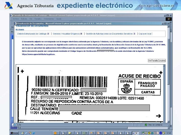 expediente electrónico Departamento de Informática Tributaria 