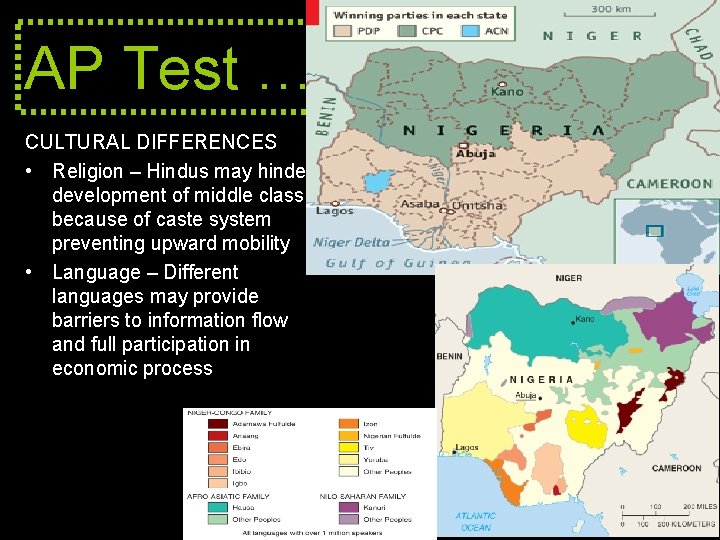 AP Test … CULTURAL DIFFERENCES • Religion – Hindus may hinder development of middle