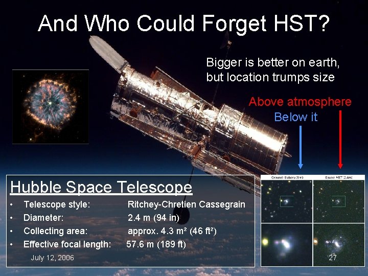 And Who Could Forget HST? Bigger is better on earth, but location trumps size
