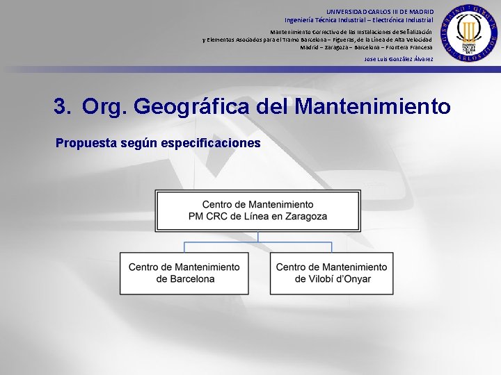 UNIVERSIDAD CARLOS III DE MADRID Ingeniería Técnica Industrial – Electrónica Industrial Mantenimiento Correctivo de