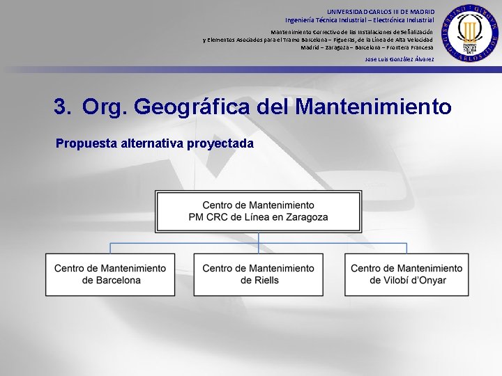 UNIVERSIDAD CARLOS III DE MADRID Ingeniería Técnica Industrial – Electrónica Industrial Mantenimiento Correctivo de