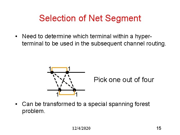Selection of Net Segment • Need to determine which terminal within a hyperterminal to