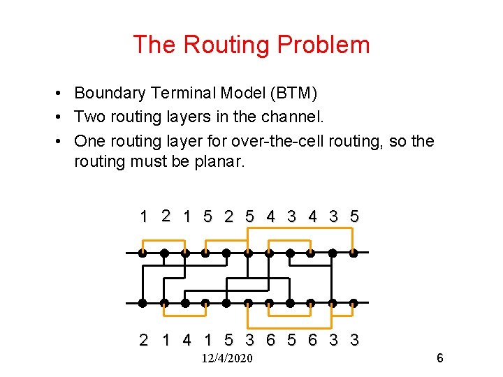 The Routing Problem • Boundary Terminal Model (BTM) • Two routing layers in the