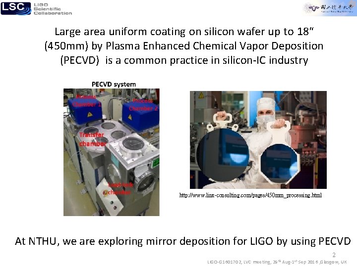 Large area uniform coating on silicon wafer up to 18“ (450 mm) by Plasma