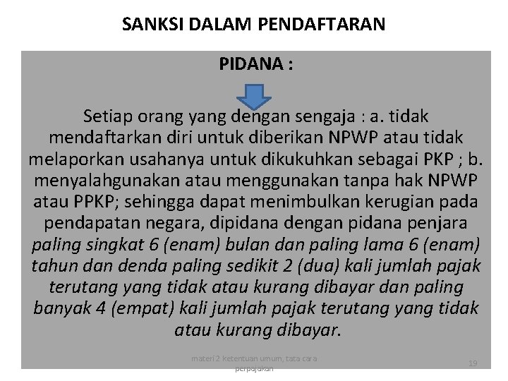SANKSI DALAM PENDAFTARAN PIDANA : Setiap orang yang dengan sengaja : a. tidak mendaftarkan