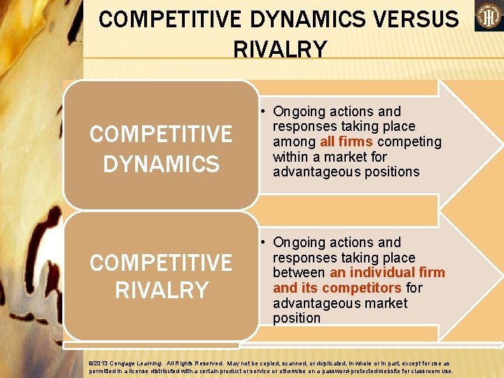 COMPETITIVE DYNAMICS VERSUS RIVALRY COMPETITIVE DYNAMICS • Ongoing actions and responses taking place among