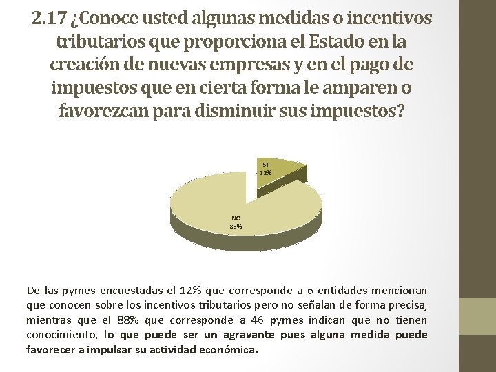 2. 17 ¿Conoce usted algunas medidas o incentivos tributarios que proporciona el Estado en