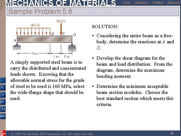 Fifth Edition MECHANICS OF MATERIALS Beer • Johnston • De. Wolf • Mazurek Sample