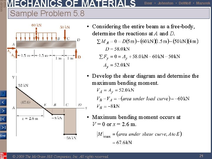 Fifth Edition MECHANICS OF MATERIALS Beer • Johnston • De. Wolf • Mazurek Sample