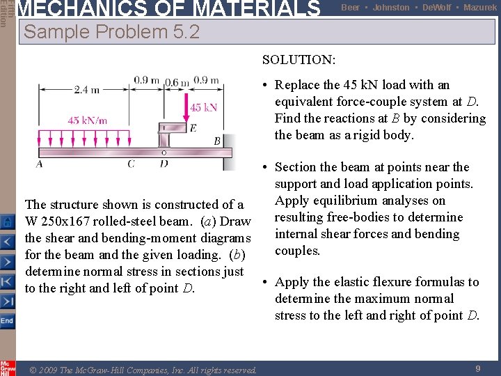 Fifth Edition MECHANICS OF MATERIALS Beer • Johnston • De. Wolf • Mazurek Sample