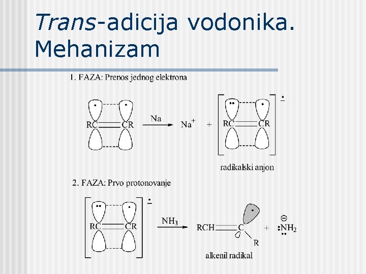 Trans-adicija vodonika. Mehanizam Trans-adicija vodonika. Mehanizam
