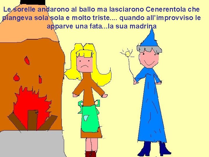 Le sorelle andarono al ballo ma lasciarono Cenerentola che piangeva sola e molto triste.