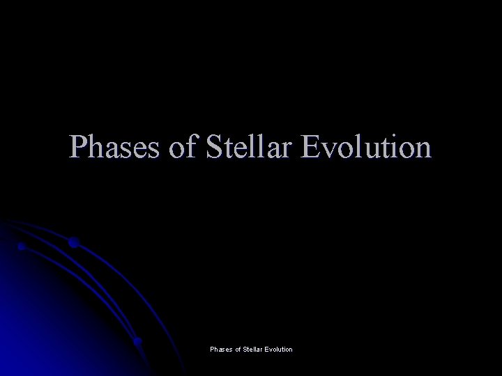 Phases of Stellar Evolution 