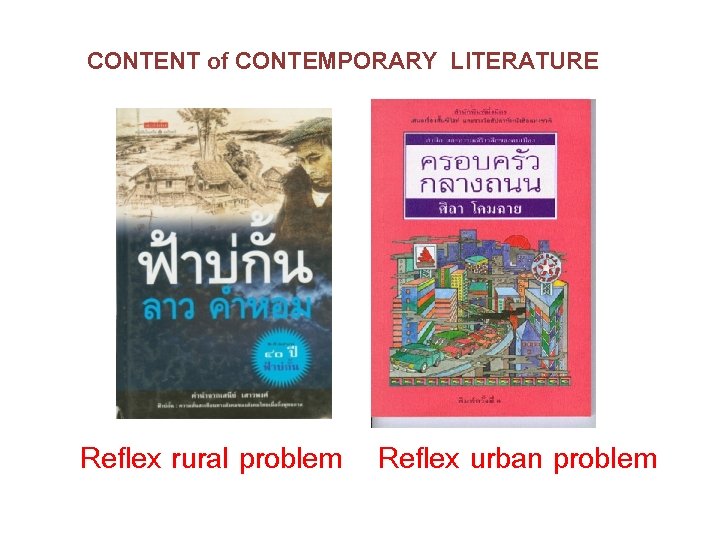 CONTENT of CONTEMPORARY LITERATURE Reflex rural problem Reflex urban problem 