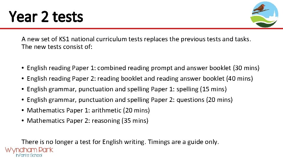 Year 2 tests A new set of KS 1 national curriculum tests replaces the