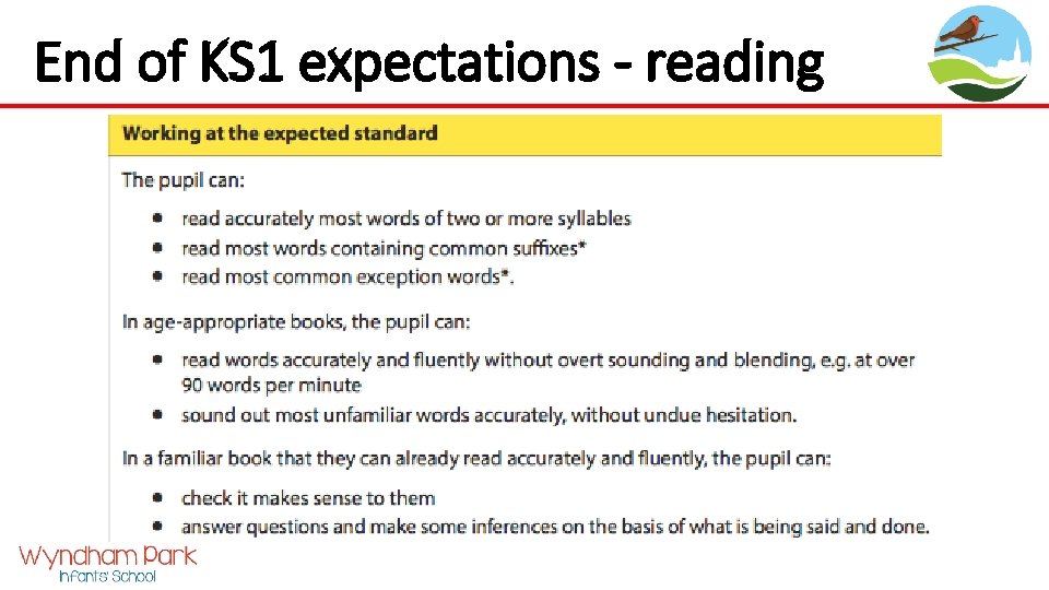 End of KS 1 expectations - reading 