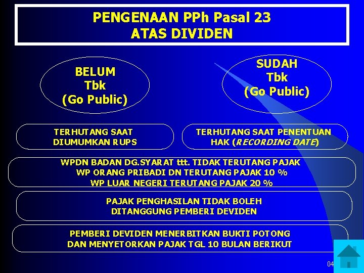 PENGENAAN PPh Pasal 23 ATAS DIVIDEN BELUM Tbk (Go Public) TERHUTANG SAAT DIUMUMKAN RUPS