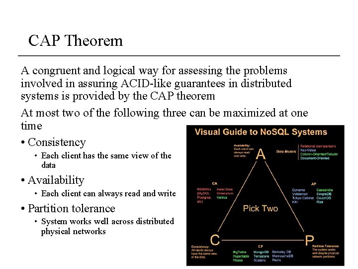 CAP Theorem A congruent and logical way for assessing the problems involved in assuring