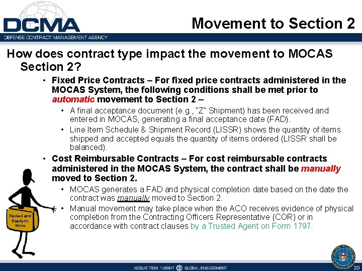 Movement to Section 2 How does contract type impact the movement to MOCAS Section