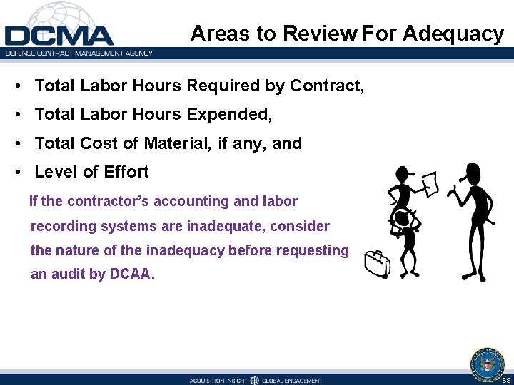 Areas to Review For Adequacy • Total Labor Hours Required by Contract, • Total