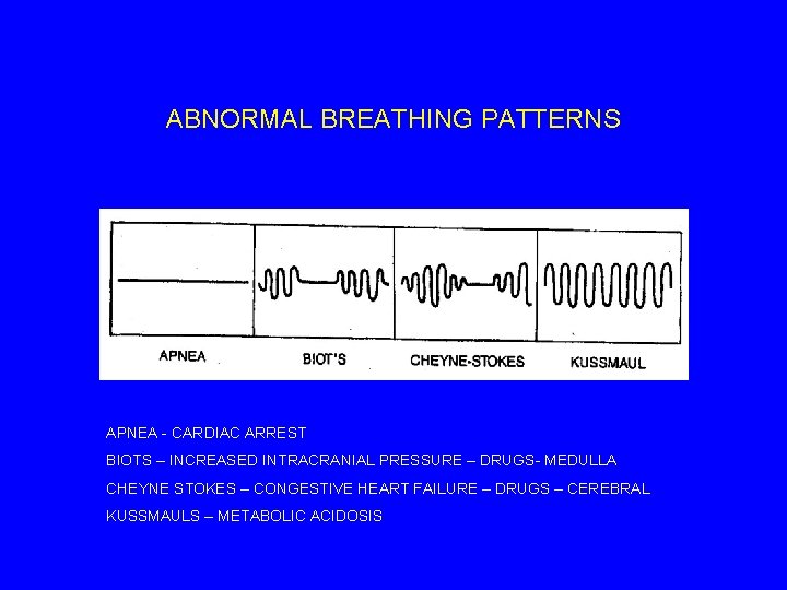 ABNORMAL BREATHING PATTERNS APNEA - CARDIAC ARREST BIOTS – INCREASED INTRACRANIAL PRESSURE – DRUGS-