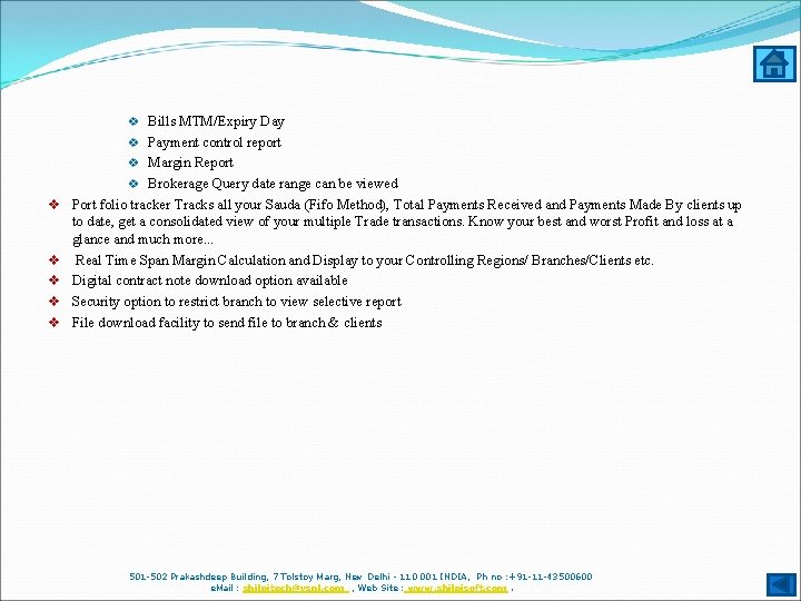 Bills MTM/Expiry Day v Payment control report v Margin Report v Brokerage Query date