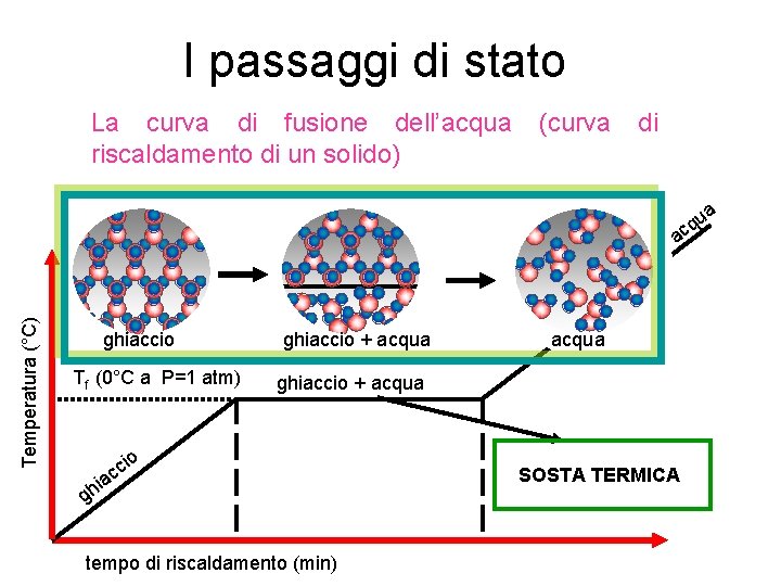 I passaggi di stato La curva di fusione dell’acqua riscaldamento di un solido) (curva I passaggi di stato La curva di fusione dell’acqua riscaldamento di un solido) (curva