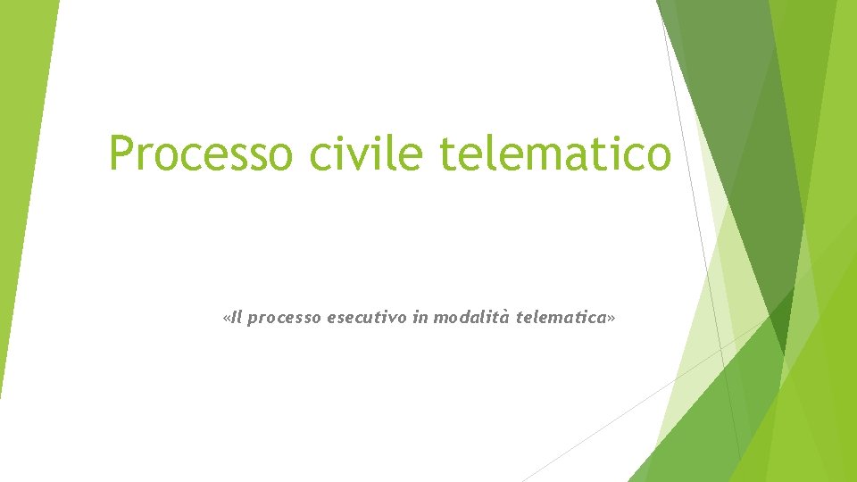 Processo civile telematico «Il processo esecutivo in modalità telematica» 