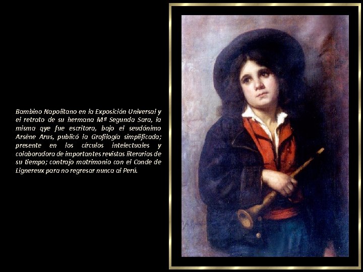 Bambino Napolitano en la Exposición Universal y el retrato de su hermana Mª Segunda Bambino Napolitano en la Exposición Universal y el retrato de su hermana Mª Segunda