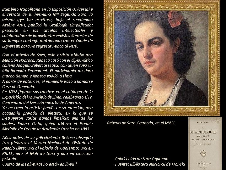 Bambino Napolitano en la Exposición Universal y el retrato de su hermana Mª Segunda Bambino Napolitano en la Exposición Universal y el retrato de su hermana Mª Segunda