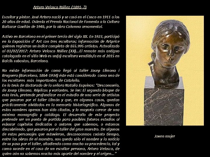 ---------- Arturo Velasco Núñez (1891 - ? ) Escultor y pintor. José Arturo nació ---------- Arturo Velasco Núñez (1891 - ? ) Escultor y pintor. José Arturo nació