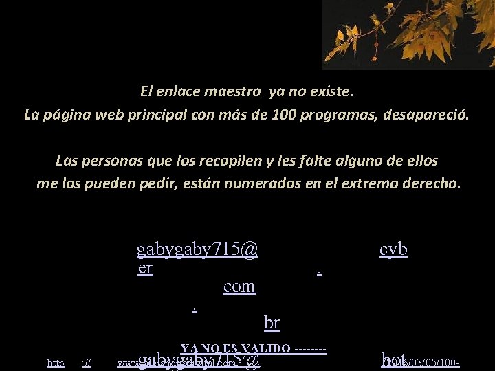 El enlace maestro ya no existe. La página web principal con más de 100 El enlace maestro ya no existe. La página web principal con más de 100