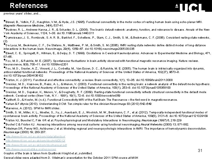 References previous years’ slides, and… • Biswal, B. , Yetkin, F. Z. , Haughton, References previous years’ slides, and… • Biswal, B. , Yetkin, F. Z. , Haughton,