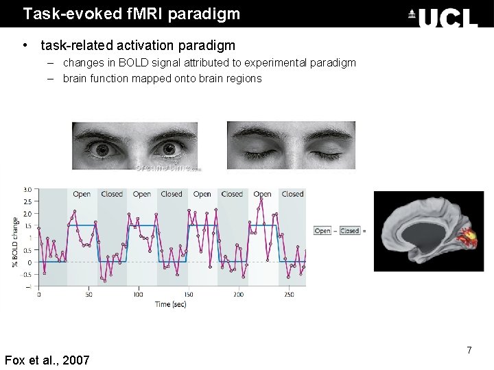 Task-evoked f. MRI paradigm • task-related activation paradigm – changes in BOLD signal attributed Task-evoked f. MRI paradigm • task-related activation paradigm – changes in BOLD signal attributed
