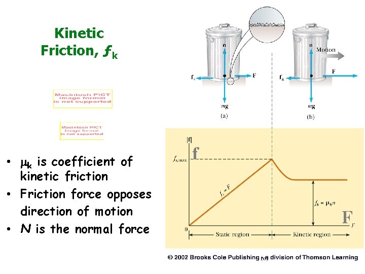 Kinetic Friction, ƒk • mk is coefficient of kinetic friction • Friction force opposes