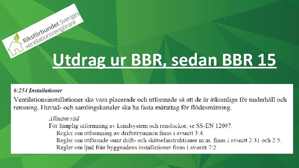 Utdrag ur BBR, sedan BBR 15 