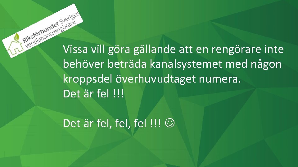 Vissa vill göra gällande att en rengörare inte behöver beträda kanalsystemet med någon kroppsdel