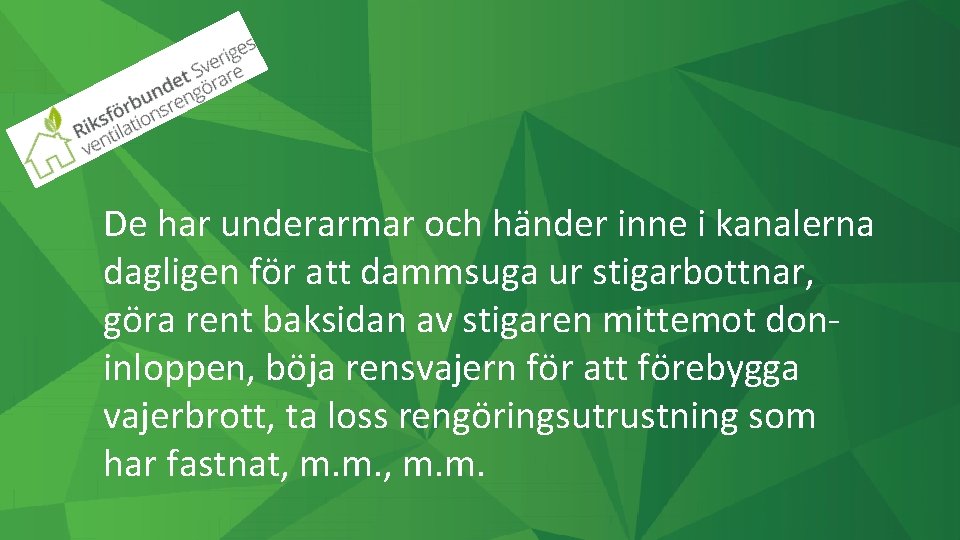 De har underarmar och händer inne i kanalerna dagligen för att dammsuga ur stigarbottnar,