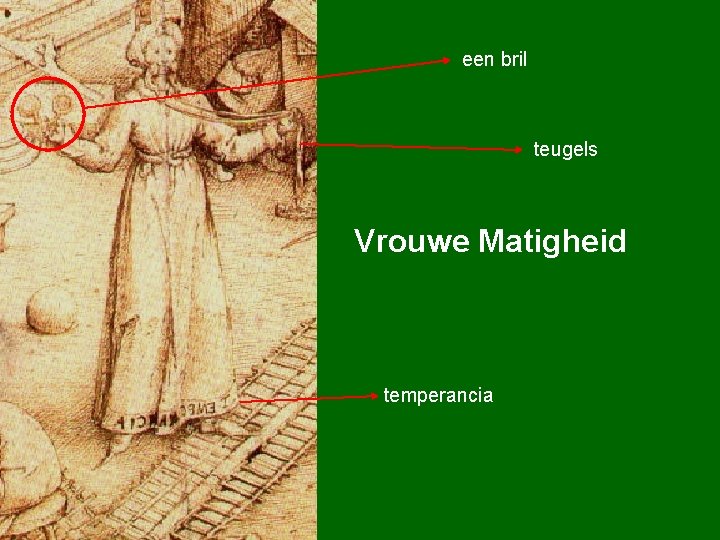 een bril teugels Vrouwe Matigheid temperancia 