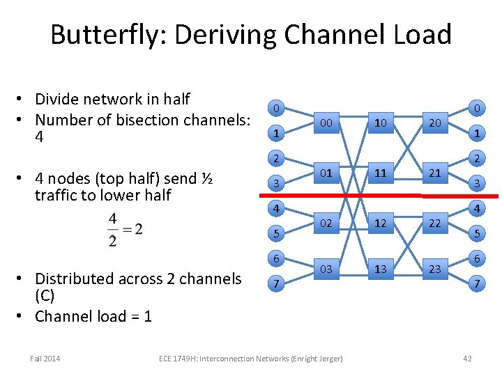 Butterfly: Deriving Channel Load • Divide network in half • Number of bisection channels: Butterfly: Deriving Channel Load • Divide network in half • Number of bisection channels: