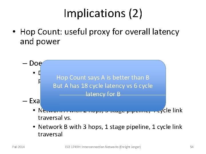 Implications (2) • Hop Count: useful proxy for overall latency and power – Does Implications (2) • Hop Count: useful proxy for overall latency and power – Does