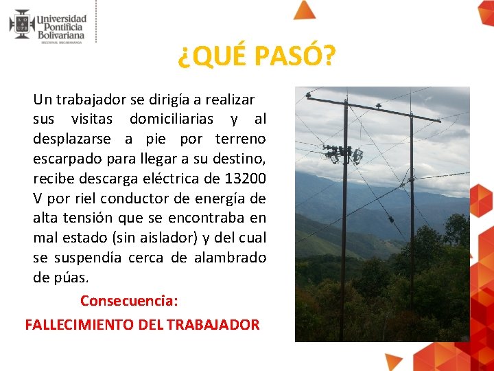 ¿QUÉ PASÓ? Un trabajador se dirigía a realizar sus visitas domiciliarias y al desplazarse ¿QUÉ PASÓ? Un trabajador se dirigía a realizar sus visitas domiciliarias y al desplazarse