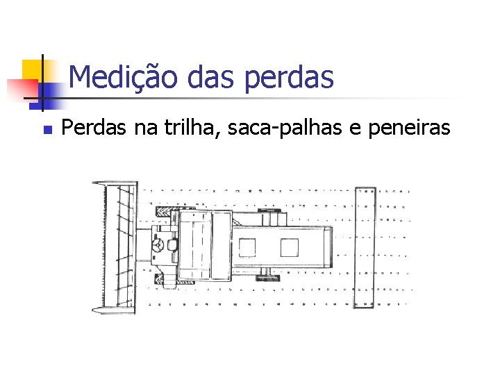 Medição das perdas n Perdas na trilha, saca-palhas e peneiras 